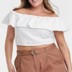 A New Day White Off-Shoulder Ruffle Top